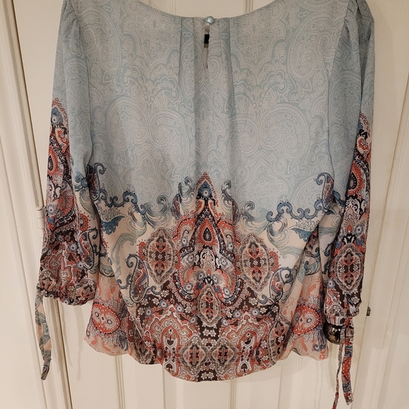 DRESS BARN WOMENS BOHO PRINT TOP S XL - Picture 2 of 7